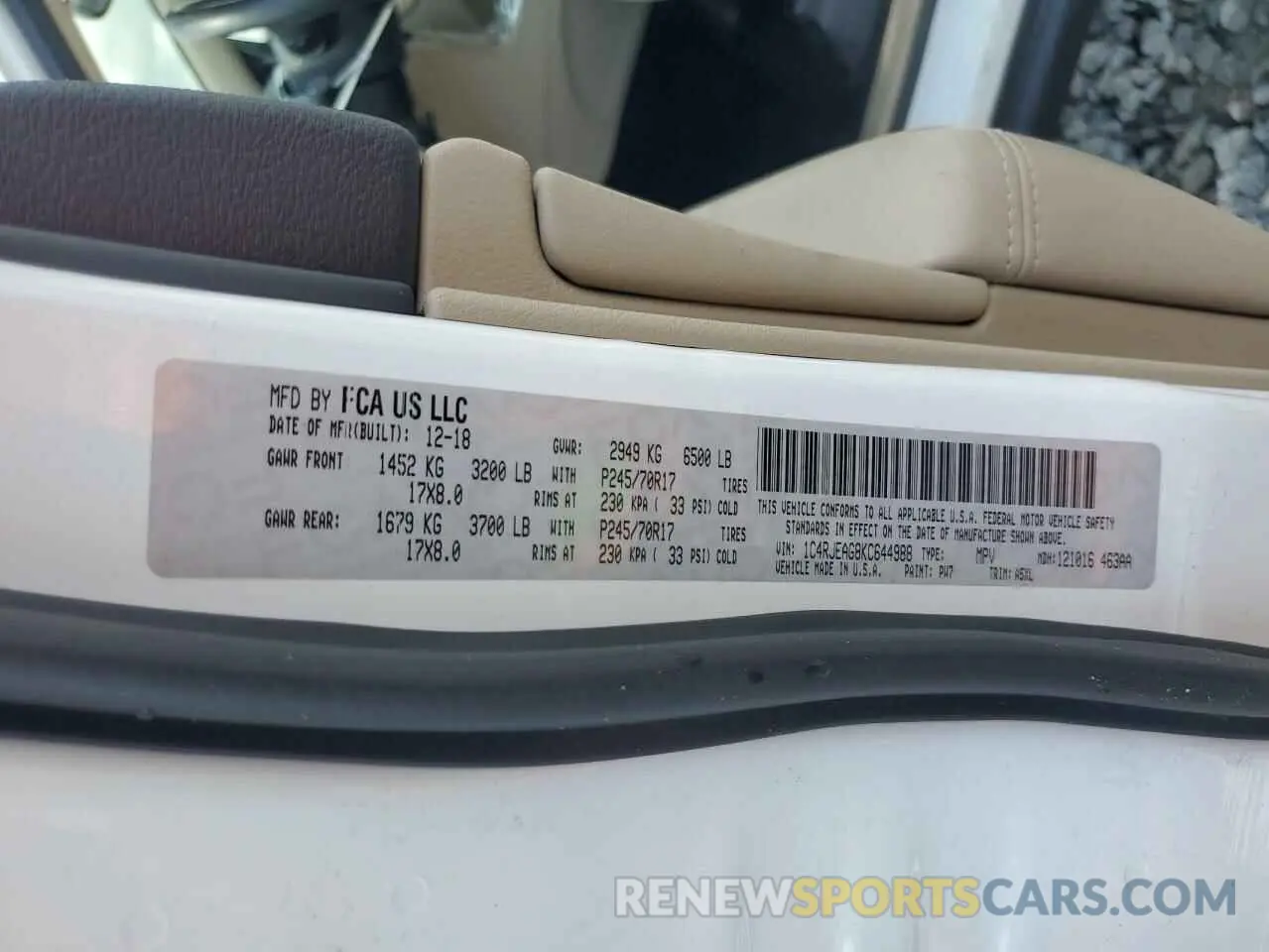 13 Photograph of a damaged car 1C4RJEAG8KC644988 JEEP GRAND CHER 2019