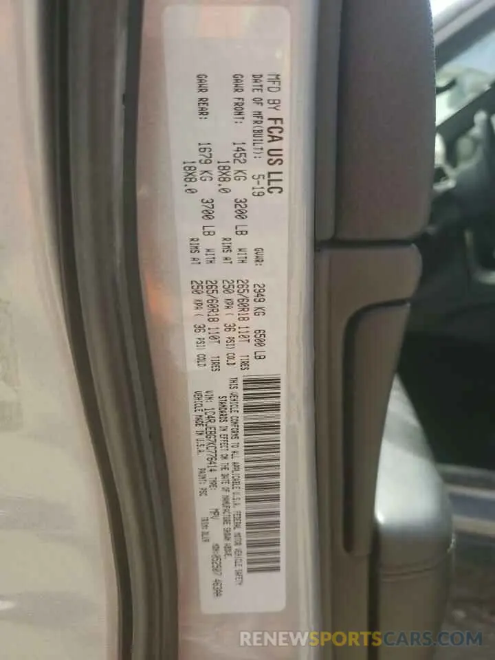 12 Photograph of a damaged car 1C4RJEBG7KC776414 JEEP GRAND CHER 2019