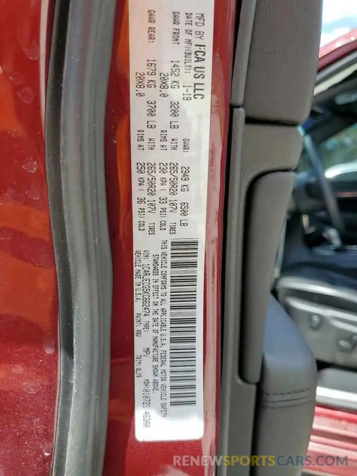 13 Photograph of a damaged car 1C4RJECG5KC662474 JEEP GRAND CHER 2019