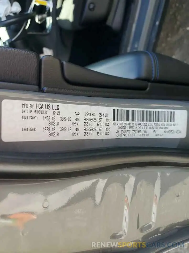 12 Photograph of a damaged car 1C4RJFAG1KC807907 JEEP GRAND CHER 2019