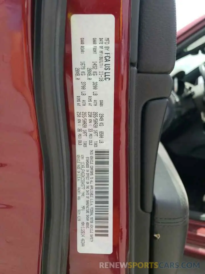 13 Photograph of a damaged car 1C4RJFAG2KC594577 JEEP GRAND CHER 2019