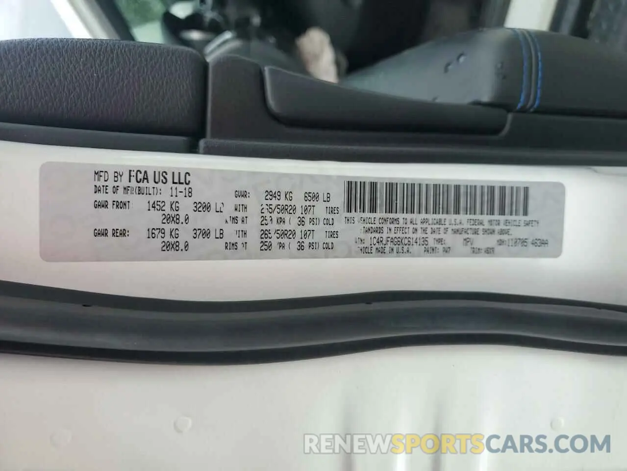 13 Photograph of a damaged car 1C4RJFAG6KC614135 JEEP GRAND CHER 2019