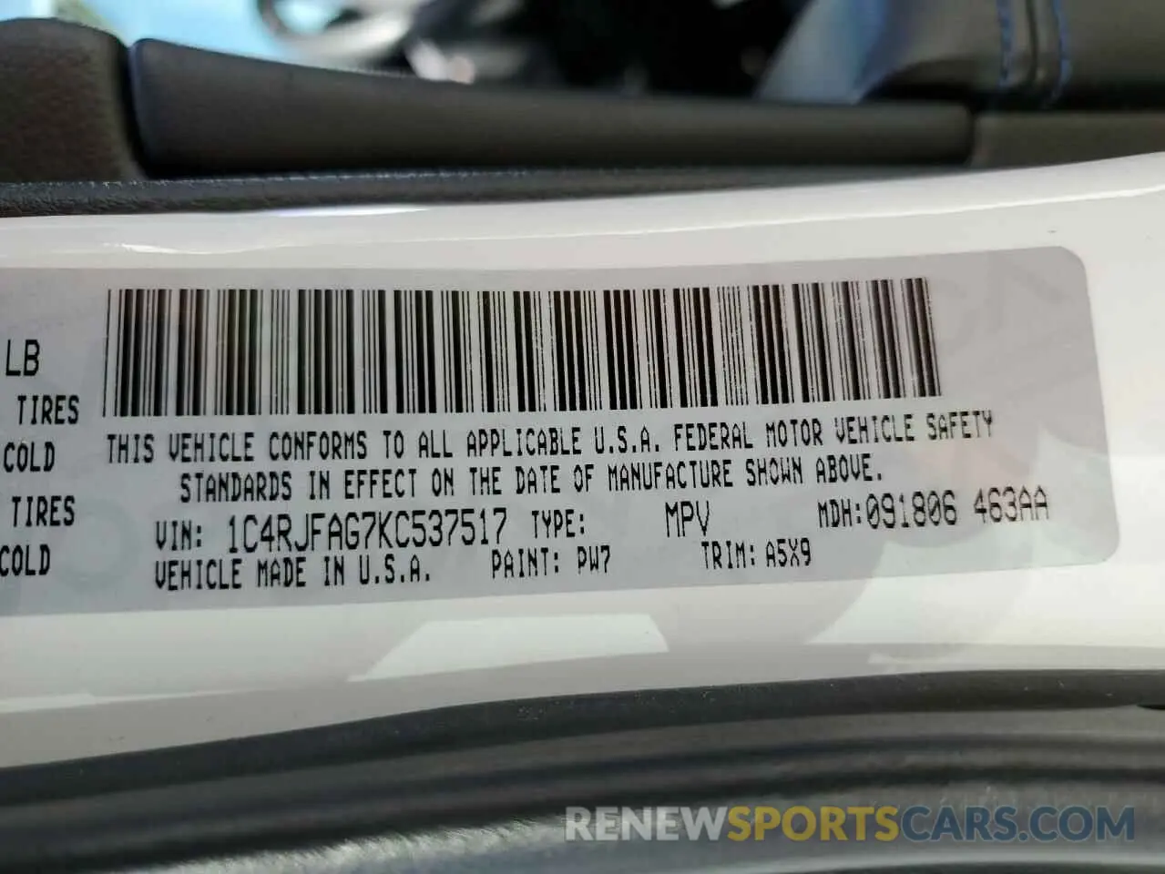 15 Photograph of a damaged car 1C4RJFAG7KC537517 JEEP GRAND CHER 2019