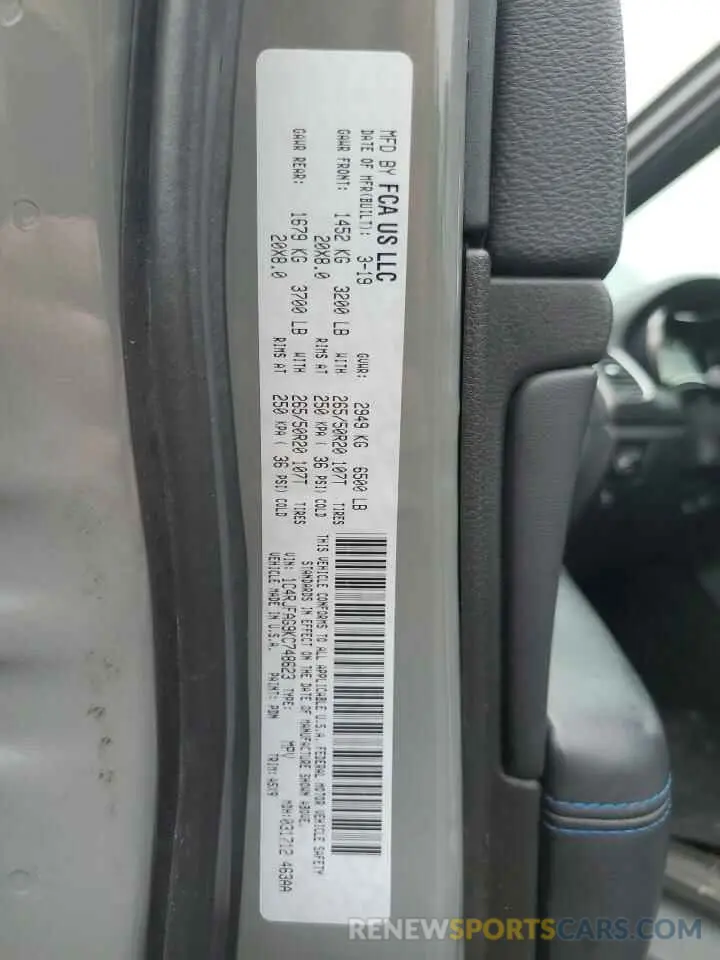 13 Photograph of a damaged car 1C4RJFAG9KC748623 JEEP GRAND CHER 2019
