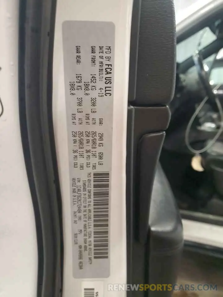 13 Photograph of a damaged car 1C4RJFBG2KC724484 JEEP GRAND CHER 2019