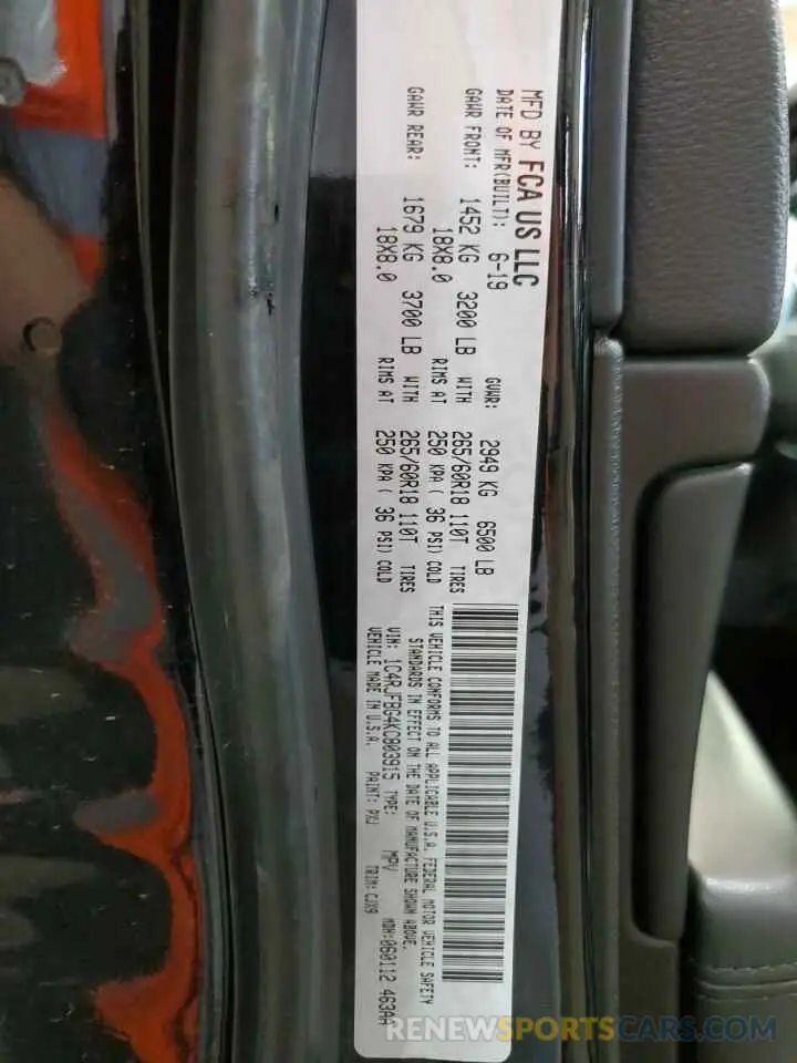 13 Photograph of a damaged car 1C4RJFBG4KC803915 JEEP GRAND CHER 2019