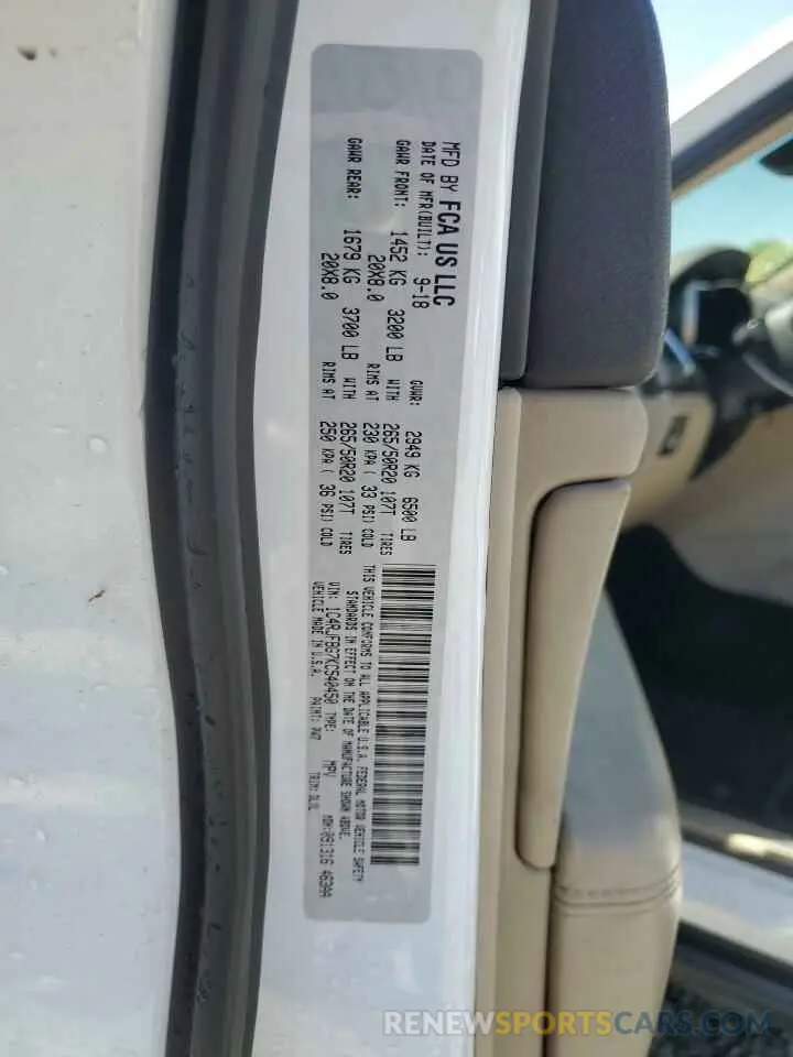 13 Photograph of a damaged car 1C4RJFBG7KC540450 JEEP GRAND CHER 2019