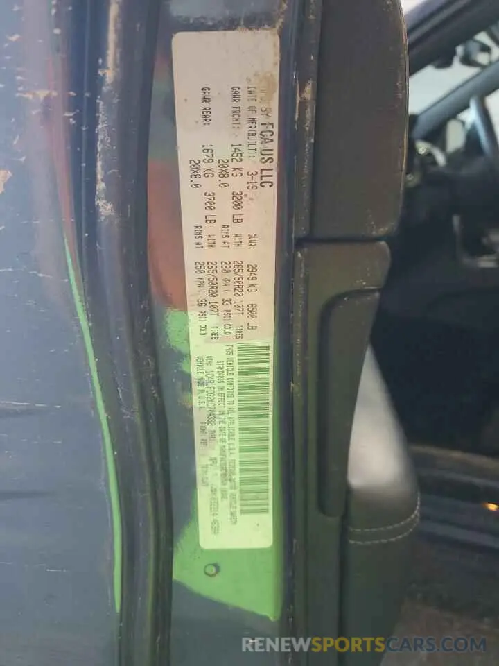 13 Photograph of a damaged car 1C4RJFCG2KC704332 JEEP GRAND CHER 2019