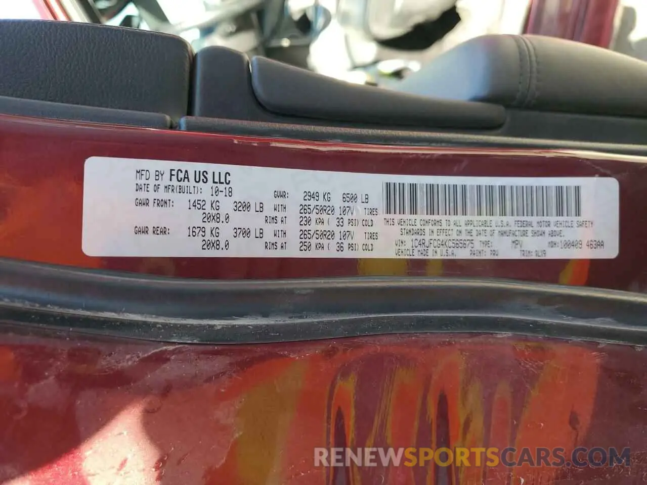 13 Photograph of a damaged car 1C4RJFCG4KC565675 JEEP GRAND CHER 2019