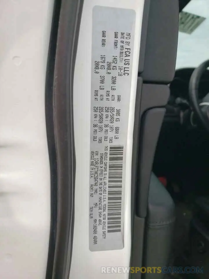 13 Photograph of a damaged car 1C4RJFCTXKC564740 JEEP GRAND CHER 2019
