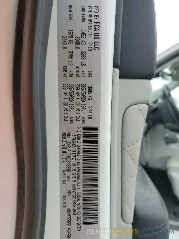 13 Photograph of a damaged car 1C4RJFJT4KC848996 JEEP GRAND CHER 2019