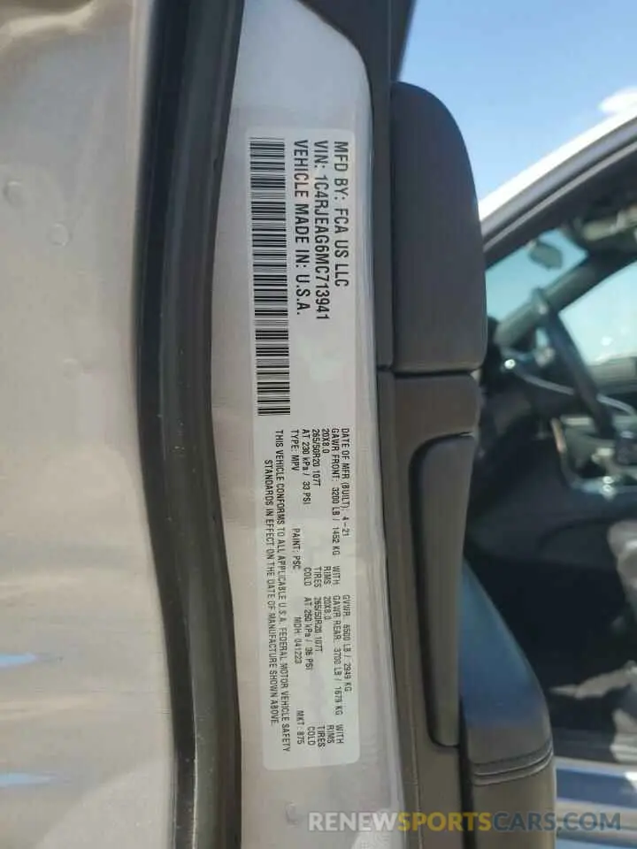 13 Photograph of a damaged car 1C4RJEAG6MC713941 JEEP GRAND CHER 2021
