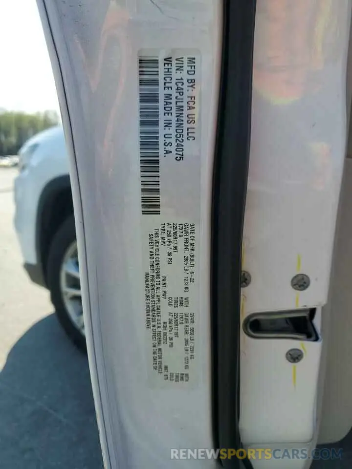 13 Photograph of a damaged car 1C4PJLMN4ND524075 JEEP GRAND CHER 2022