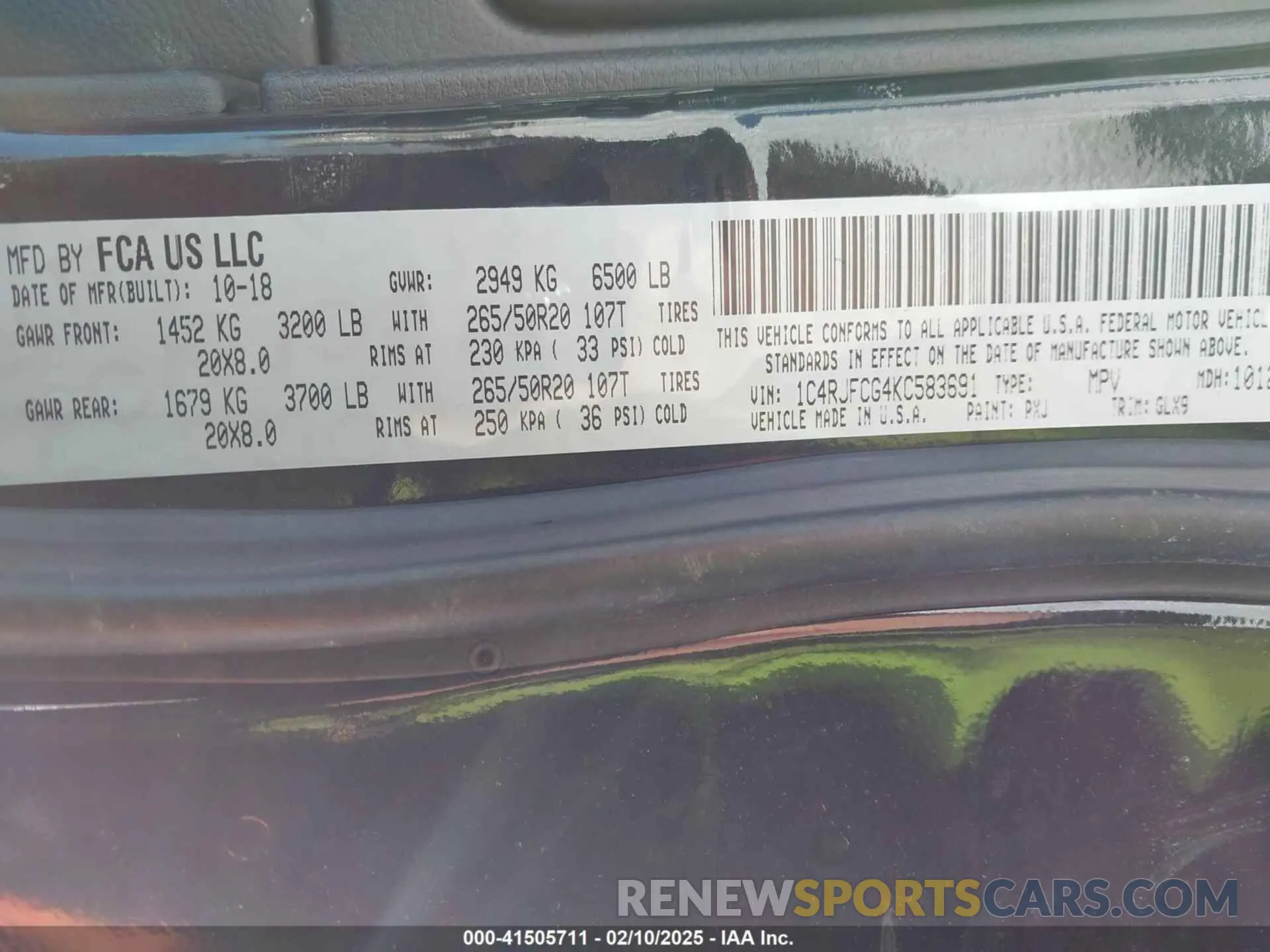 9 Photograph of a damaged car 1C4RJFCG4KC583691 JEEP GRAND CHEROKEE 2019