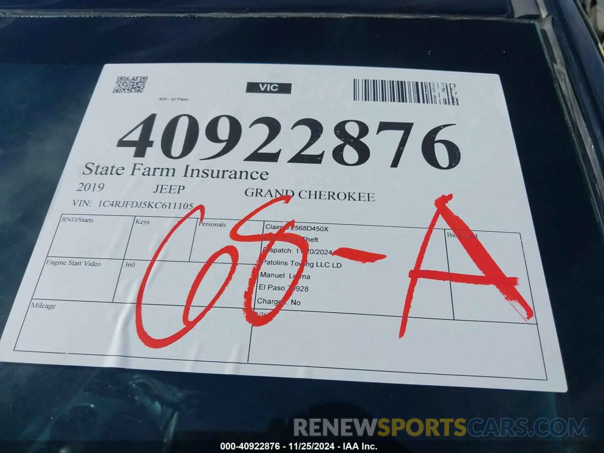 9 Photograph of a damaged car 1C4RJFDJ5KC611105 JEEP GRAND CHEROKEE 2019