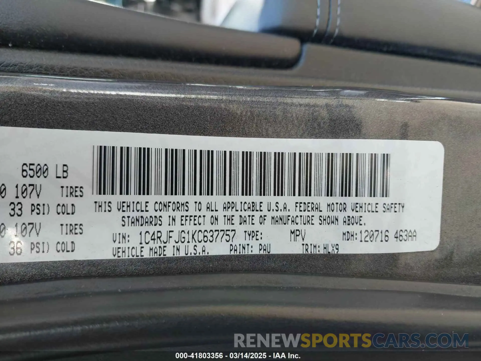 9 Photograph of a damaged car 1C4RJFJG1KC637757 JEEP GRAND CHEROKEE 2019