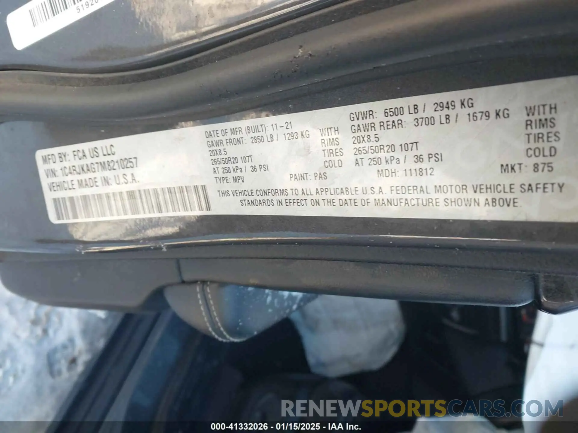 9 Photograph of a damaged car 1C4RJKAG7M8210257 JEEP GRAND CHEROKEE L 2021