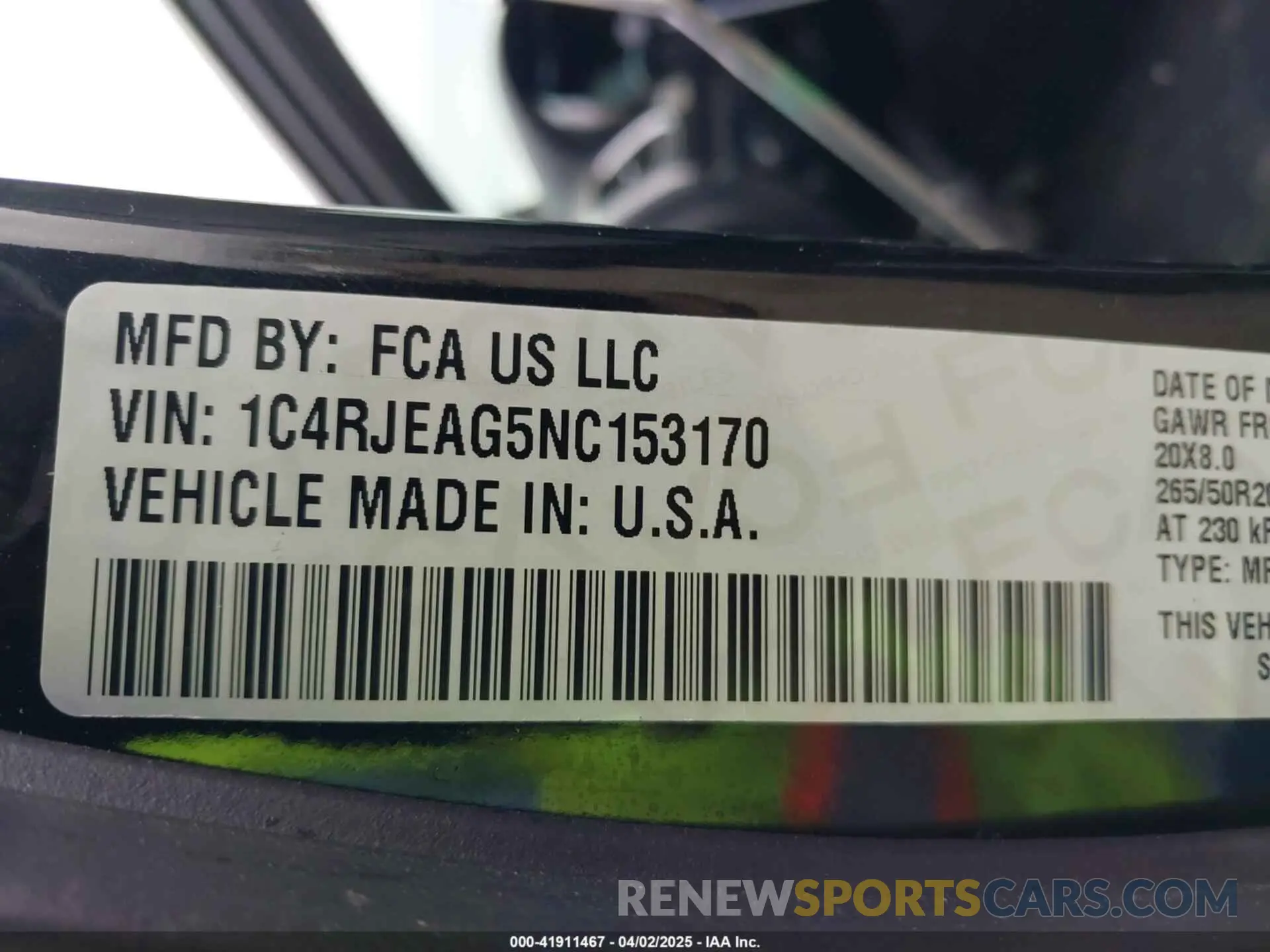 9 Photograph of a damaged car 1C4RJEAG5NC153170 JEEP GRAND CHEROKEE WK 2022