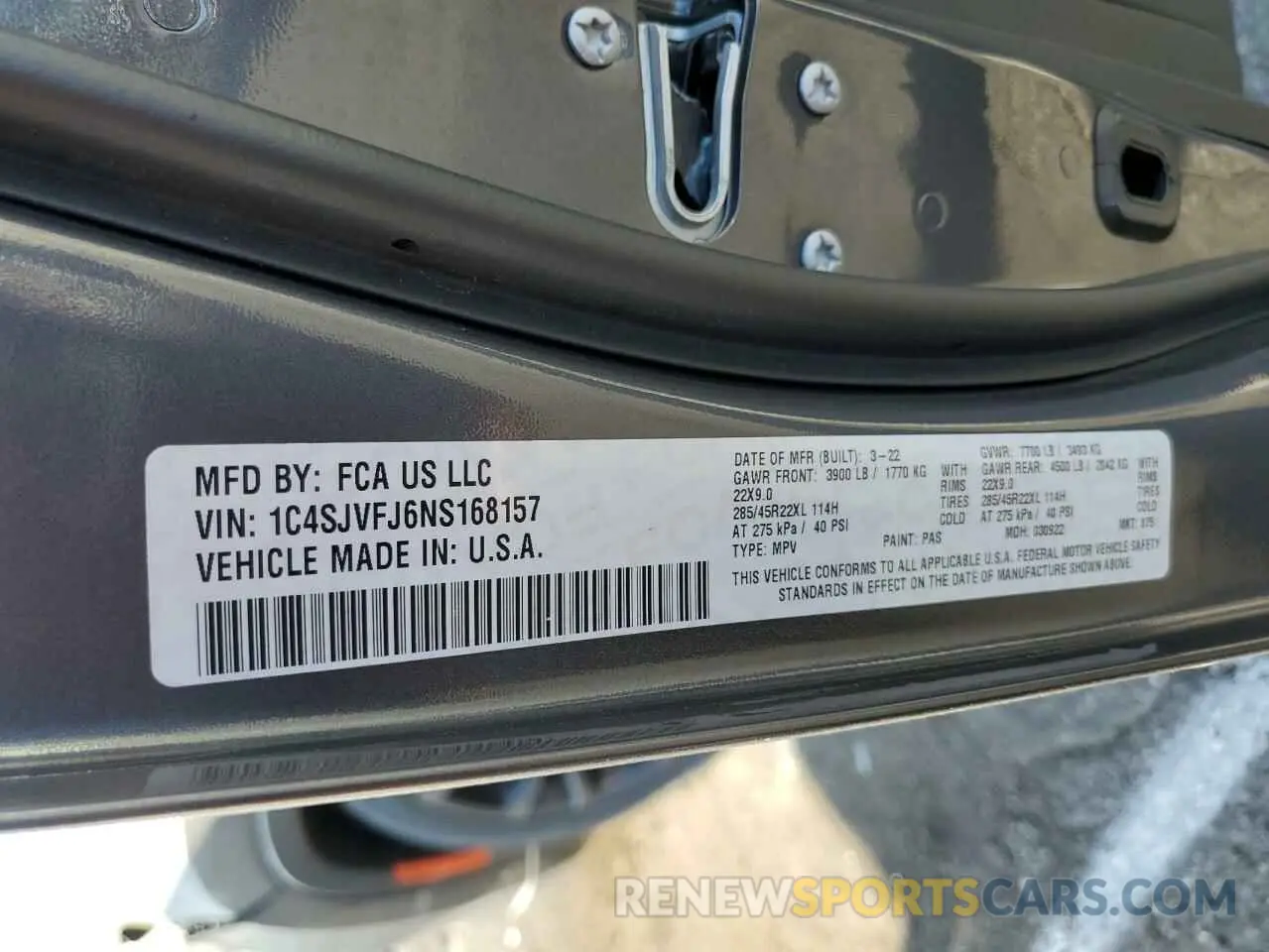 14 Photograph of a damaged car 1C4SJVFJ6NS168157 JEEP GRAND WAGO 2022