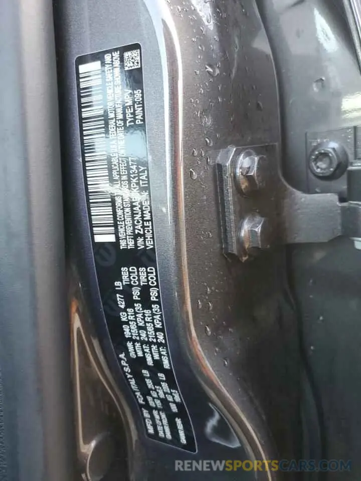 14 Photograph of a damaged car ZACNJAAB3KPK13477 JEEP RENEGADE 2019