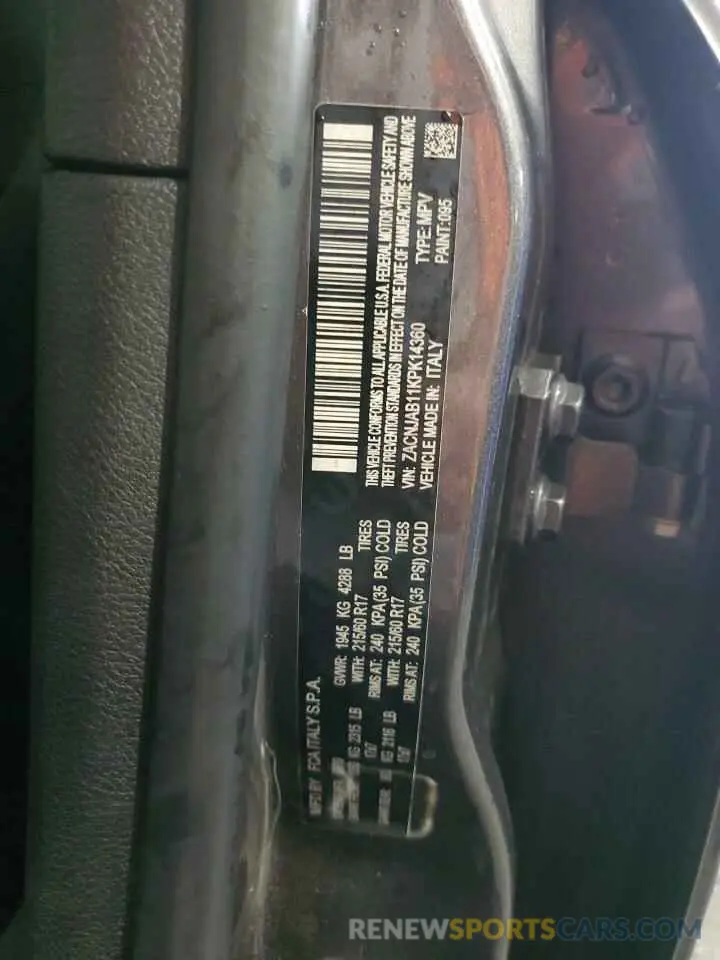 13 Photograph of a damaged car ZACNJAB11KPK14360 JEEP RENEGADE 2019