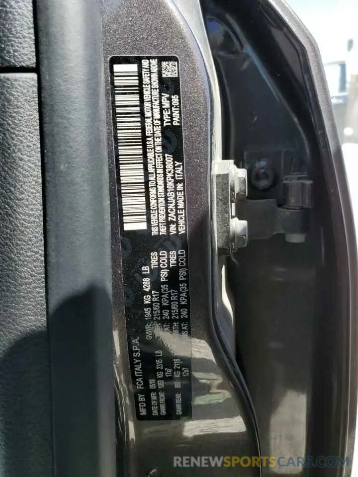 14 Photograph of a damaged car ZACNJAB16KPK38007 JEEP RENEGADE 2019