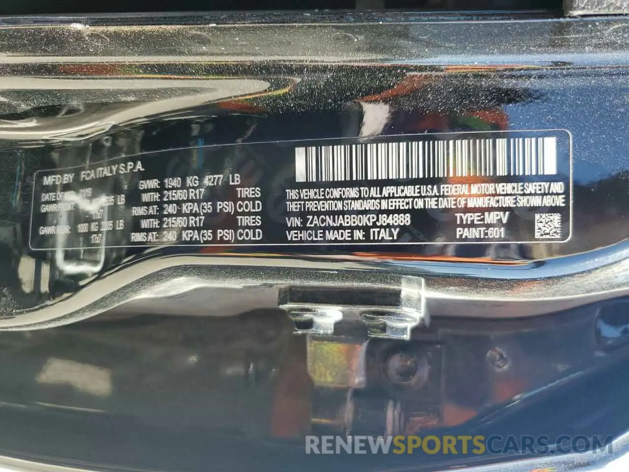 13 Photograph of a damaged car ZACNJABB0KPJ84888 JEEP RENEGADE 2019