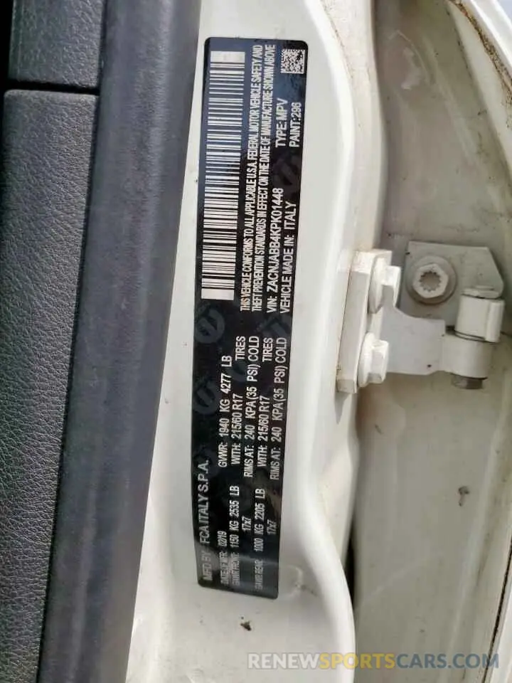 12 Photograph of a damaged car ZACNJABB4KPK01448 JEEP RENEGADE 2019