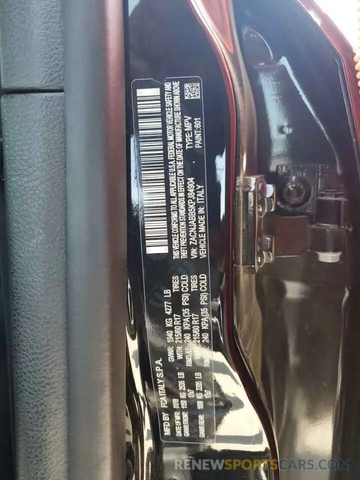 13 Photograph of a damaged car ZACNJABB5KPJ84904 JEEP RENEGADE 2019