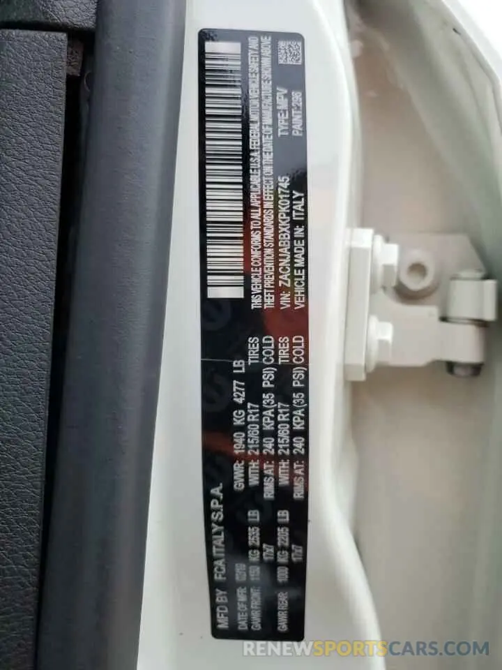 13 Photograph of a damaged car ZACNJABBXKPK01745 JEEP RENEGADE 2019