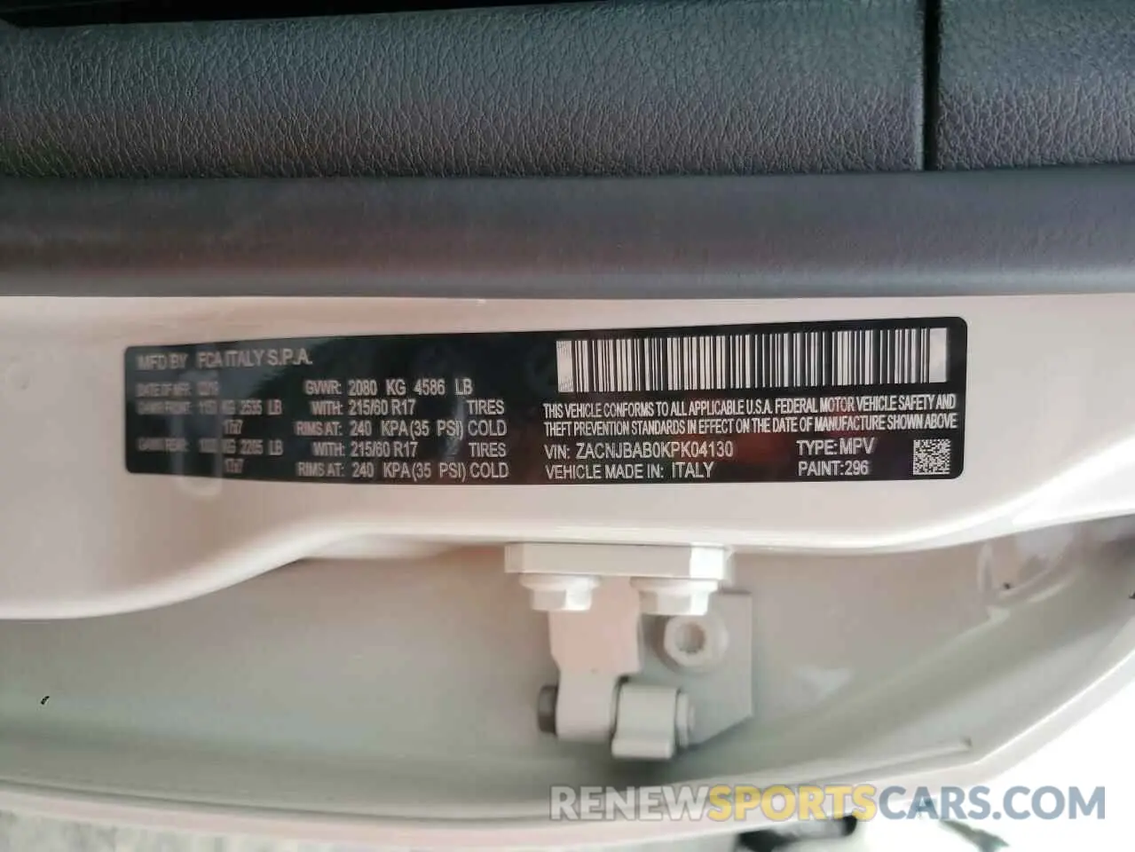 13 Photograph of a damaged car ZACNJBAB0KPK04130 JEEP RENEGADE 2019