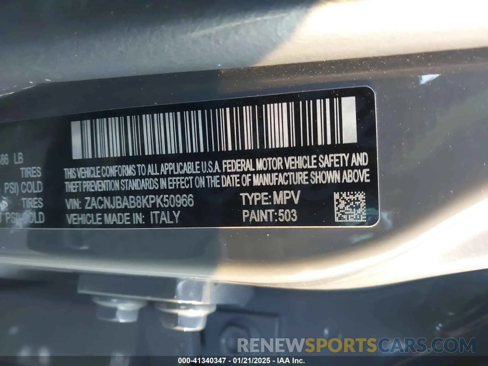 9 Photograph of a damaged car ZACNJBAB8KPK50966 JEEP RENEGADE 2019