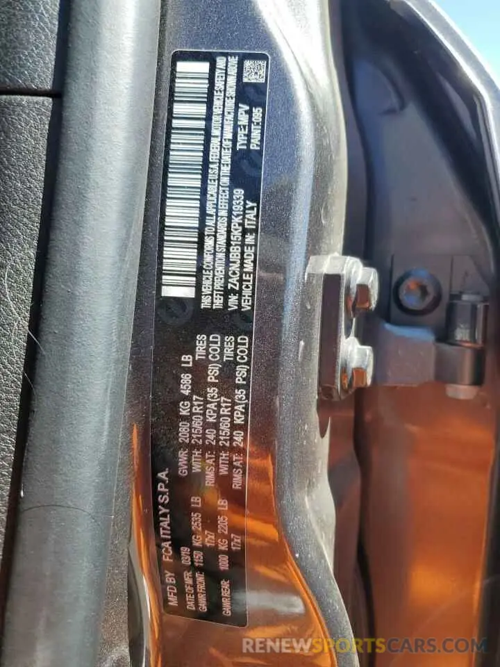13 Photograph of a damaged car ZACNJBB15KPK19339 JEEP RENEGADE 2019