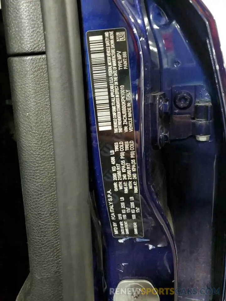 12 Photograph of a damaged car ZACNJBBB0KPK10010 JEEP RENEGADE 2019