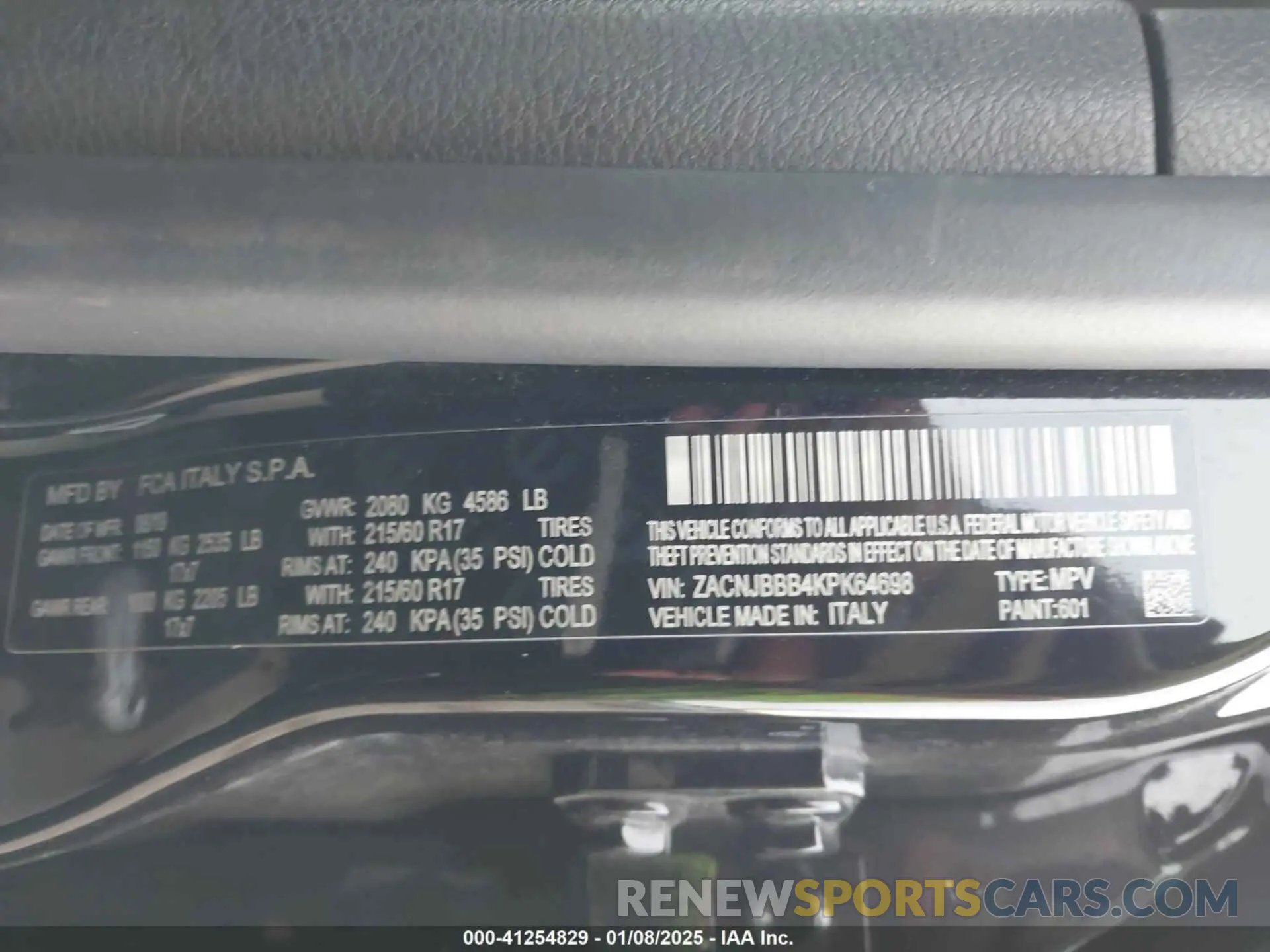 9 Photograph of a damaged car ZACNJBBB4KPK64698 JEEP RENEGADE 2019