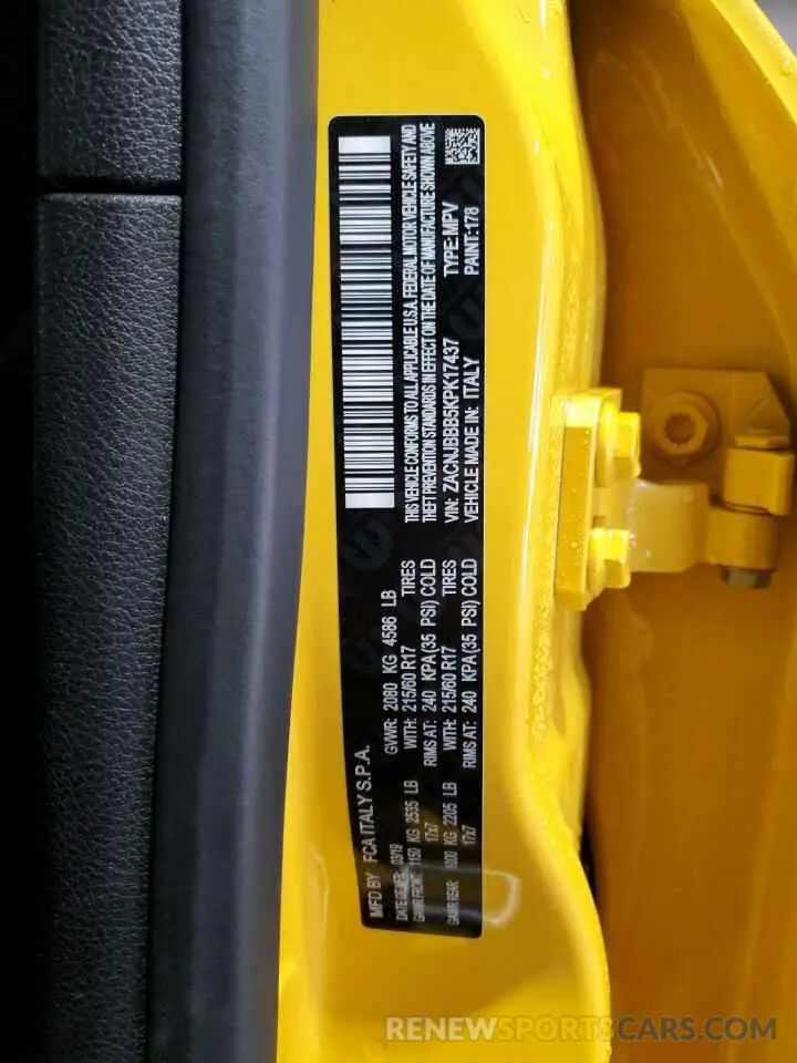 13 Photograph of a damaged car ZACNJBBB5KPK17437 JEEP RENEGADE 2019