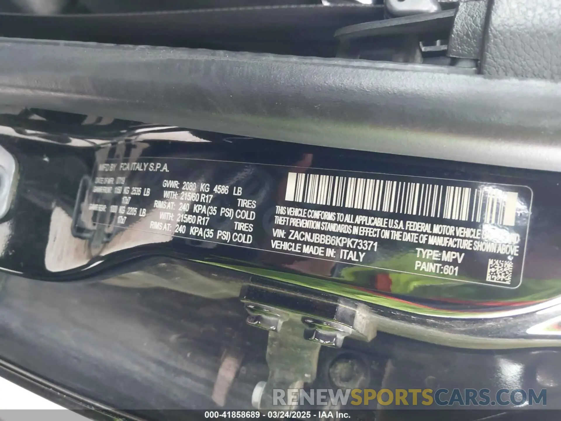 9 Photograph of a damaged car ZACNJBBB6KPK73371 JEEP RENEGADE 2019