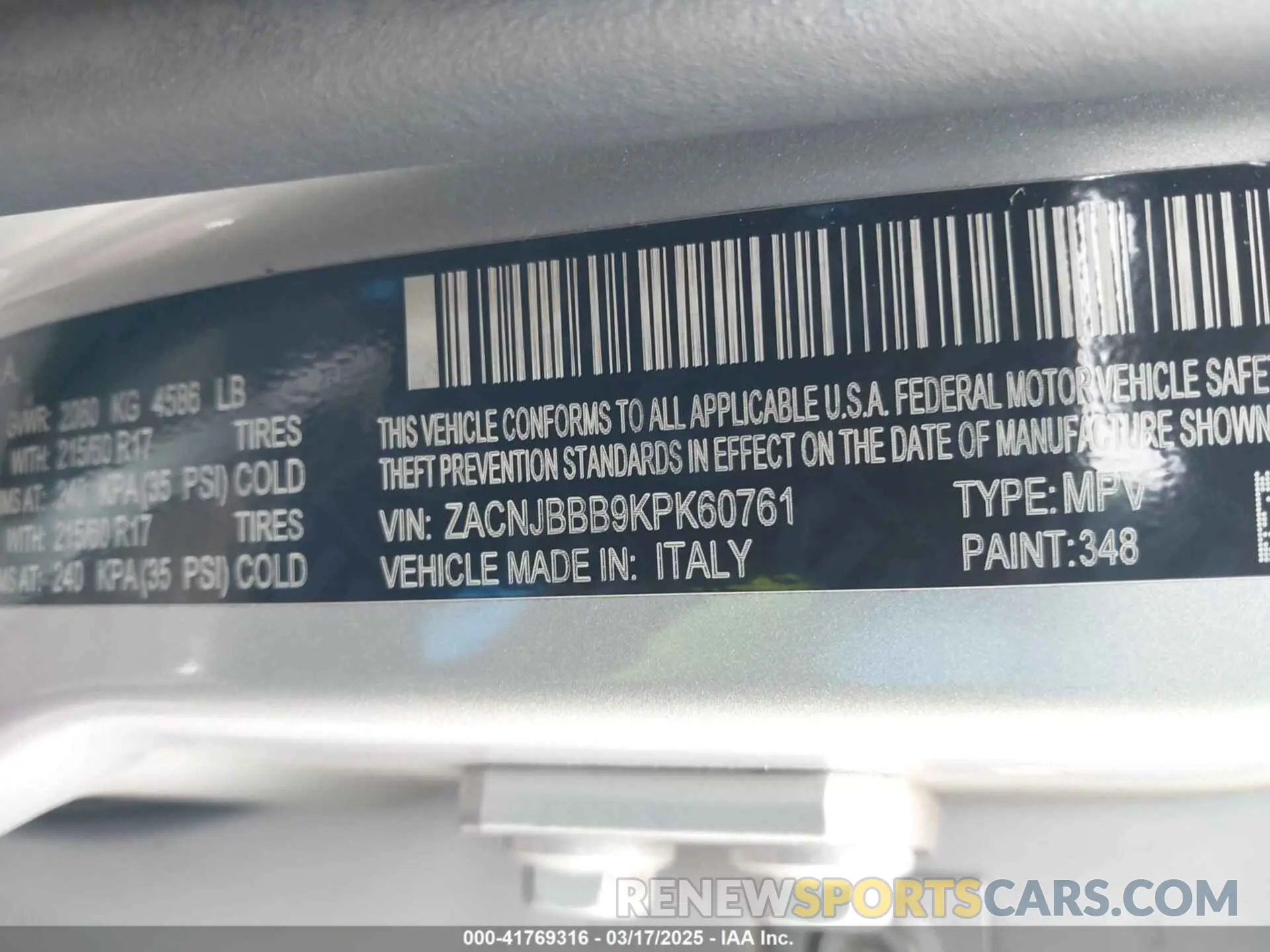 9 Photograph of a damaged car ZACNJBBB9KPK60761 JEEP RENEGADE 2019