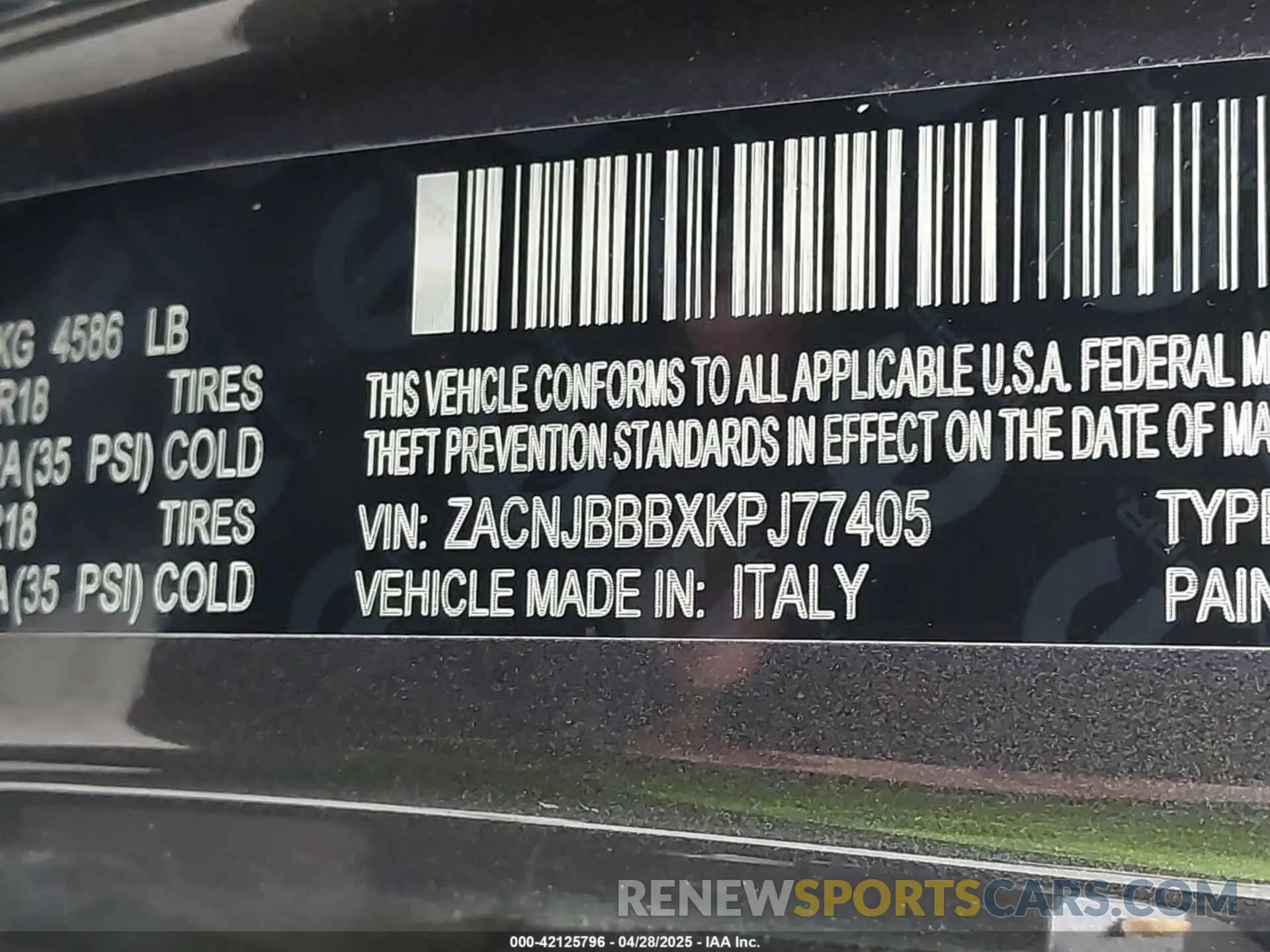 9 Photograph of a damaged car ZACNJBBBXKPJ77405 JEEP RENEGADE 2019