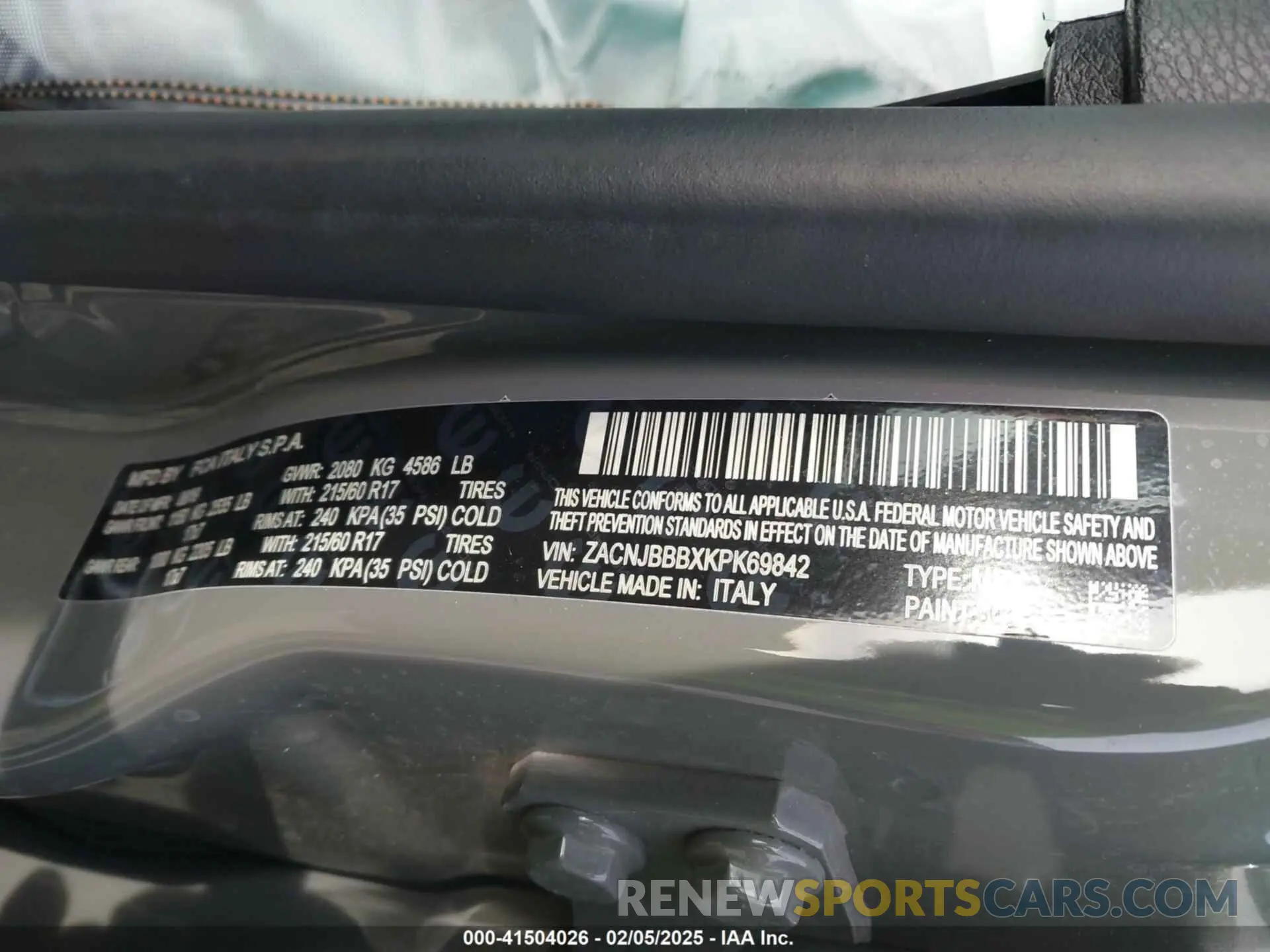 9 Photograph of a damaged car ZACNJBBBXKPK69842 JEEP RENEGADE 2019