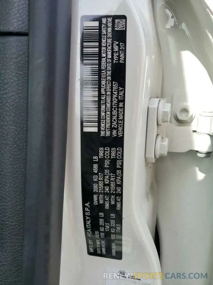 14 Photograph of a damaged car ZACNJBC17KPK47657 JEEP RENEGADE 2019
