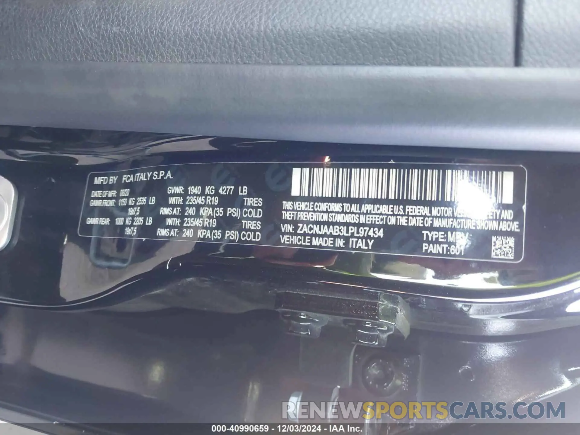 9 Photograph of a damaged car ZACNJAAB3LPL97434 JEEP RENEGADE 2020