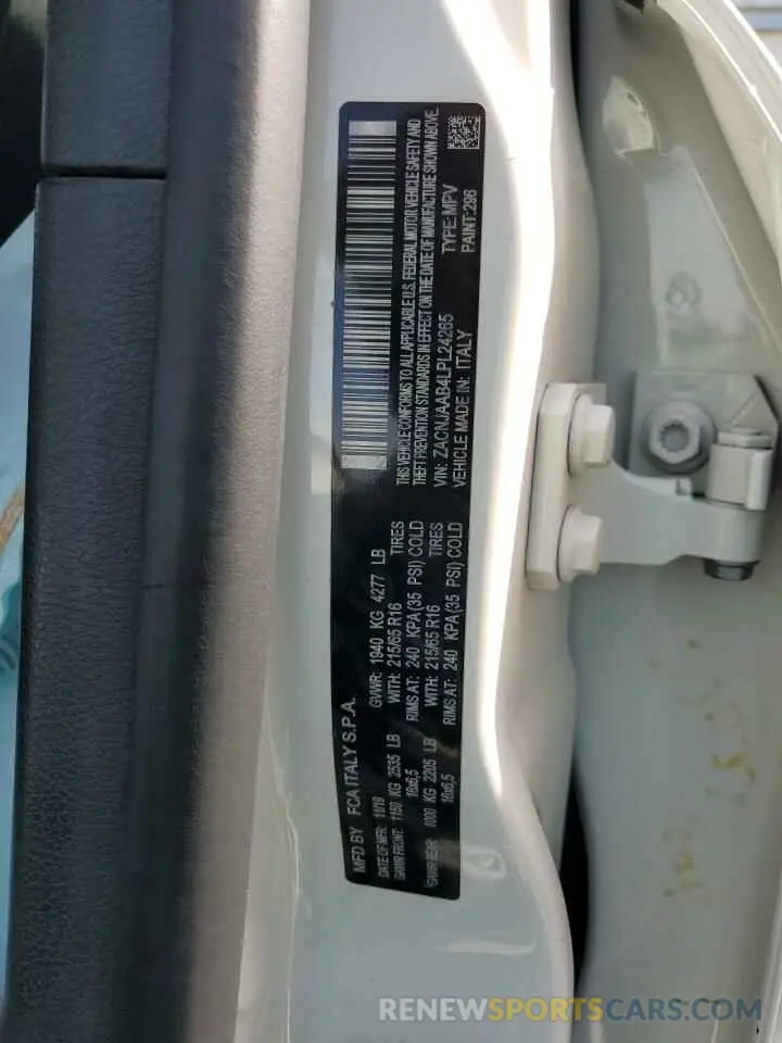 13 Photograph of a damaged car ZACNJAAB4LPL24265 JEEP RENEGADE 2020