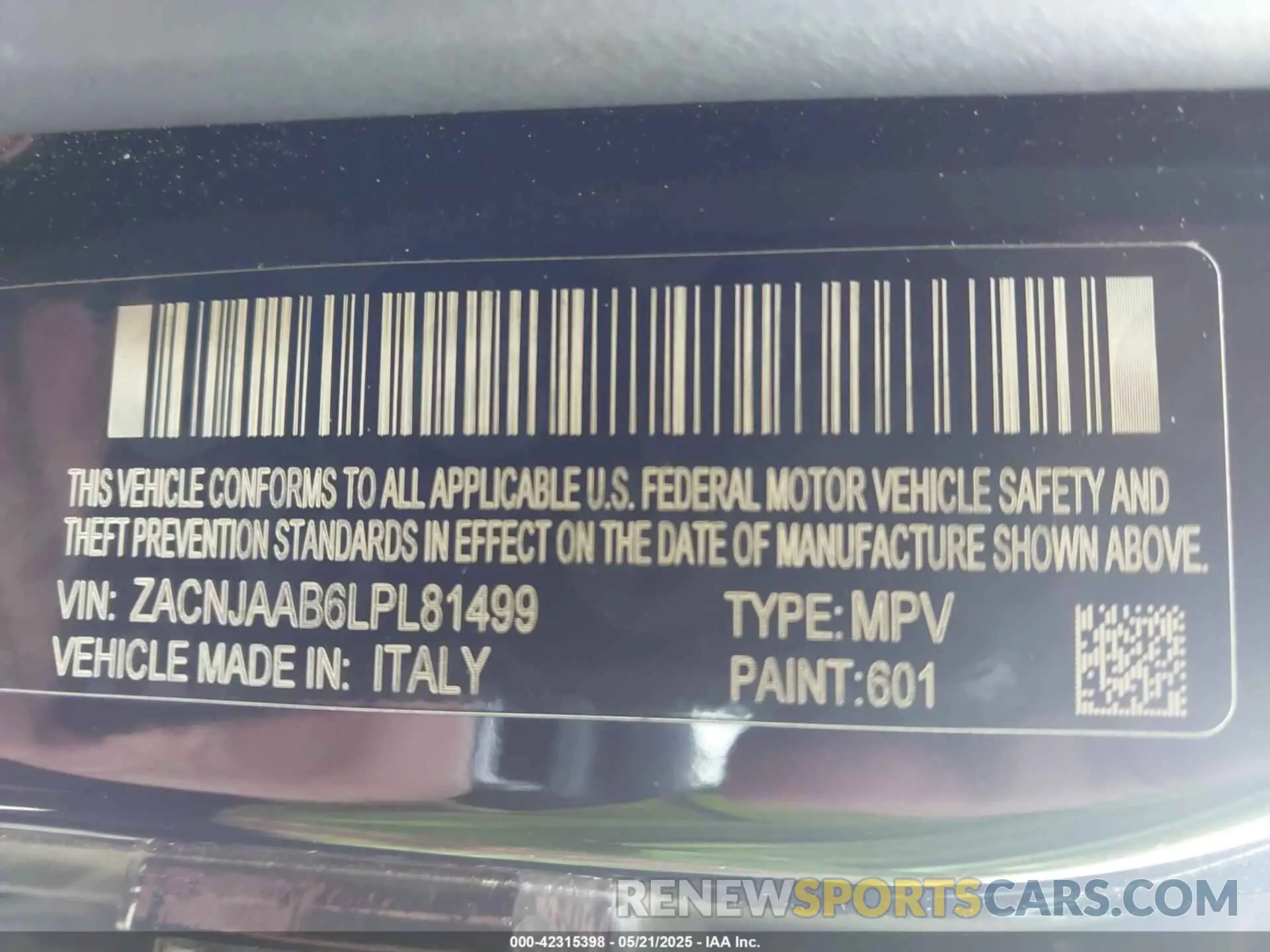 9 Photograph of a damaged car ZACNJAAB6LPL81499 JEEP RENEGADE 2020