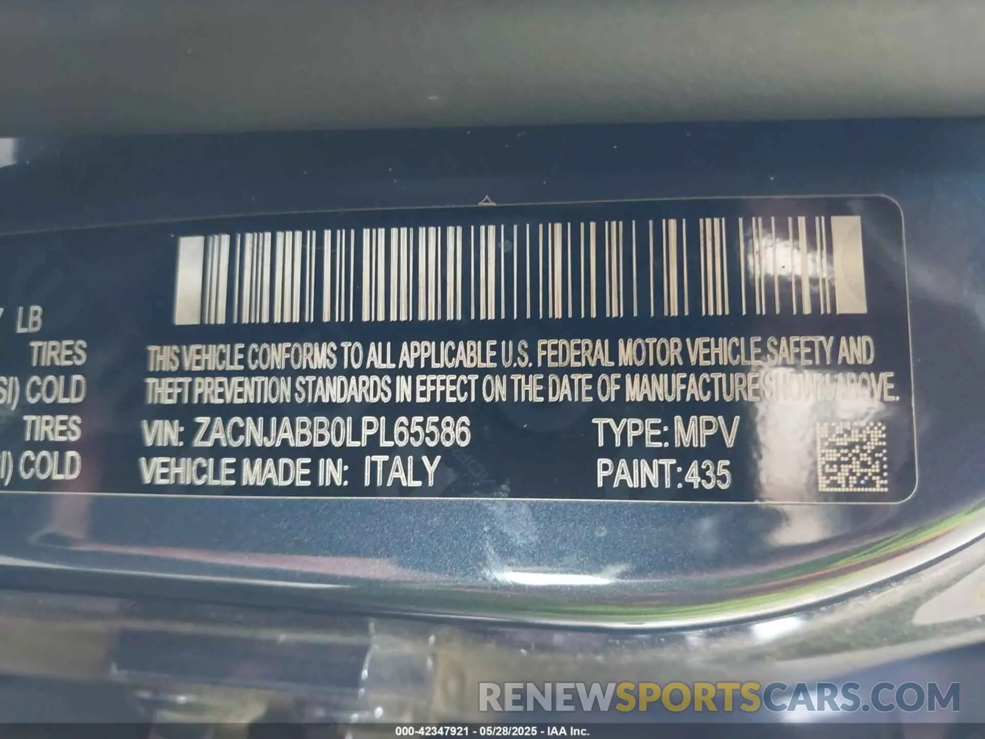 9 Photograph of a damaged car ZACNJABB0LPL65586 JEEP RENEGADE 2020