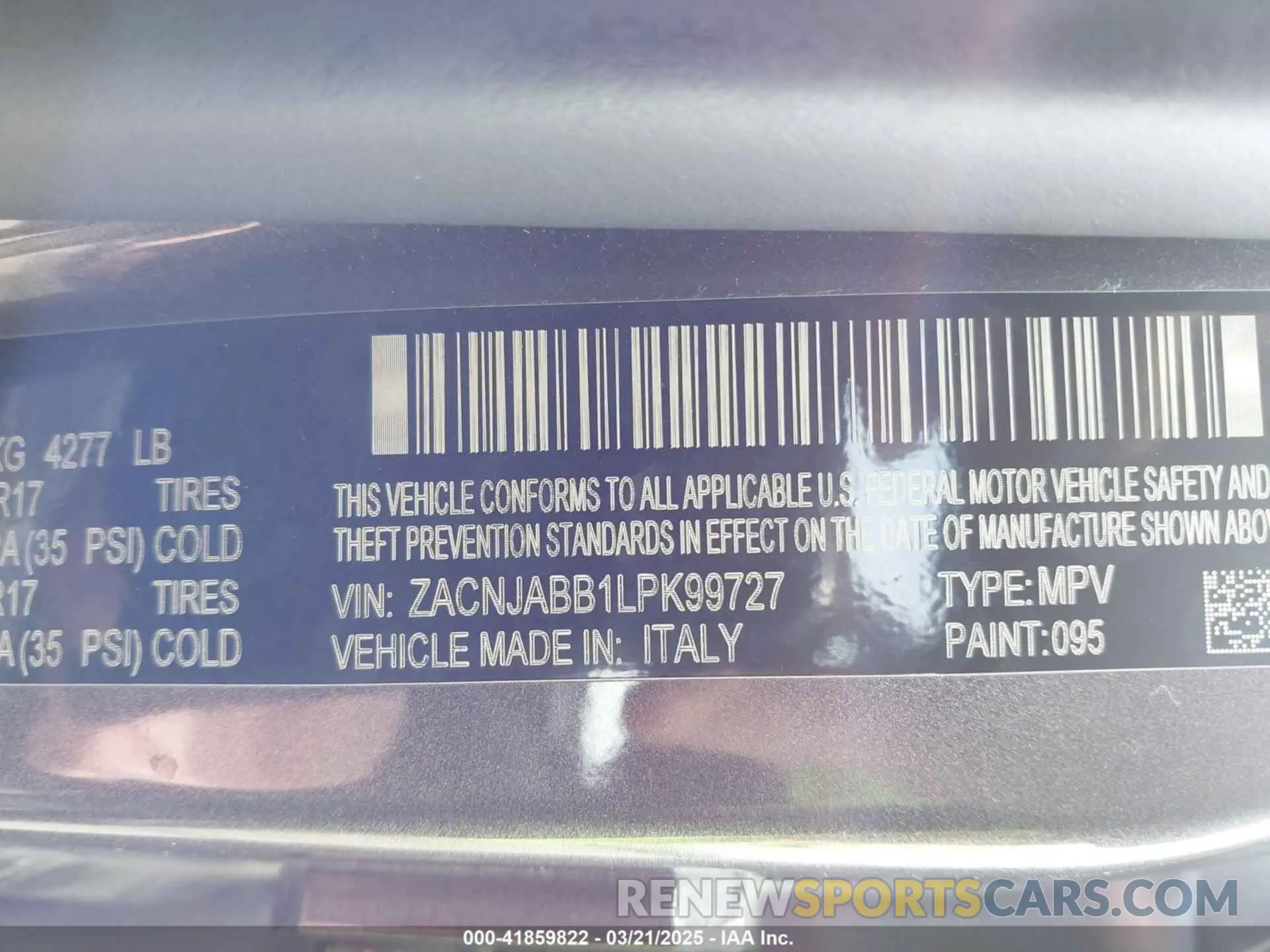 9 Photograph of a damaged car ZACNJABB1LPK99727 JEEP RENEGADE 2020
