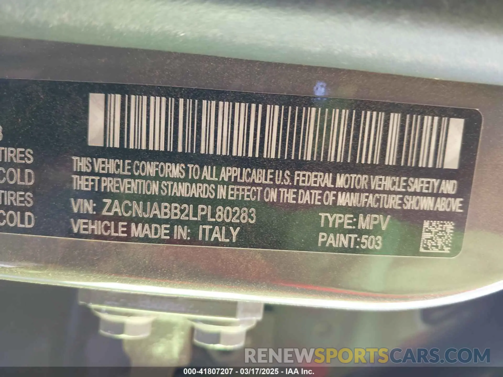 9 Photograph of a damaged car ZACNJABB2LPL80283 JEEP RENEGADE 2020