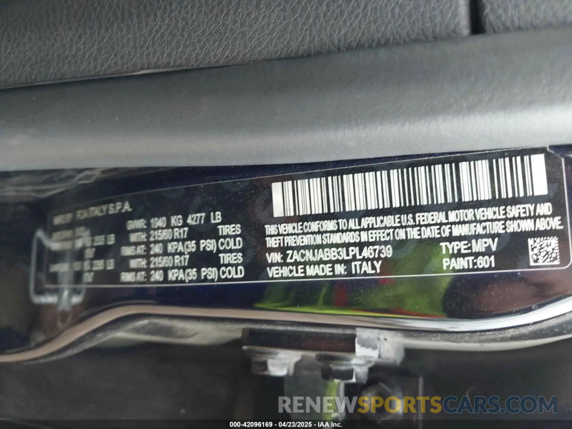 9 Photograph of a damaged car ZACNJABB3LPL46739 JEEP RENEGADE 2020
