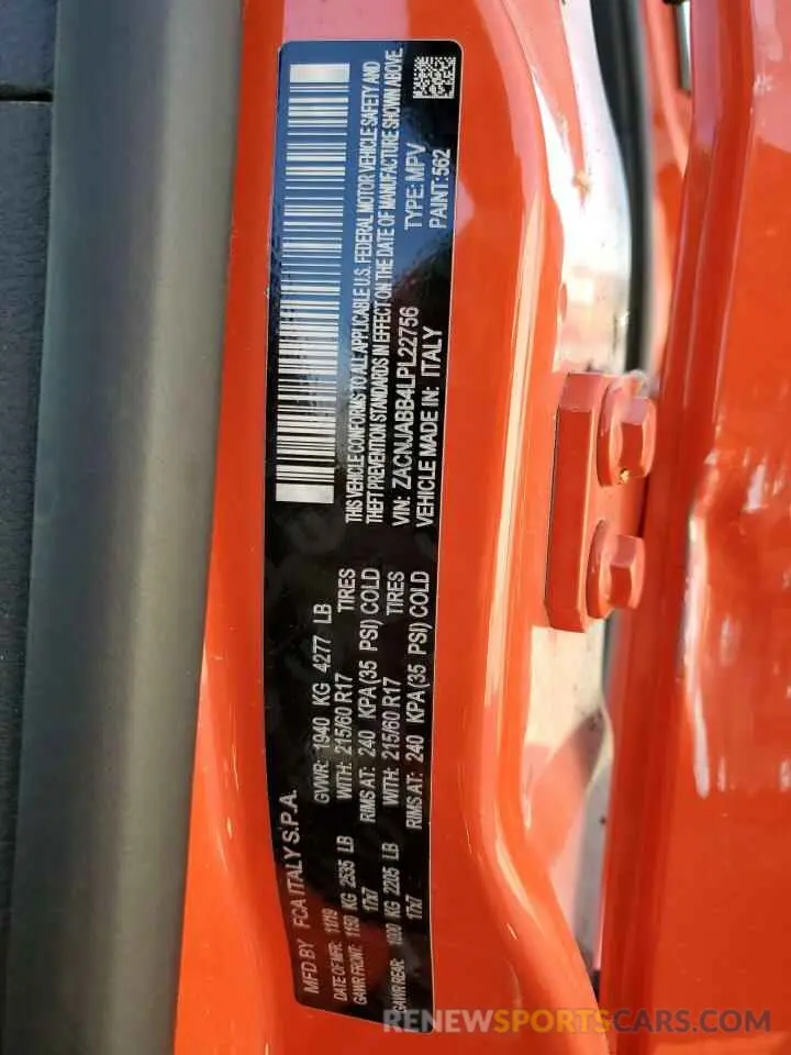 13 Photograph of a damaged car ZACNJABB4LPL22756 JEEP RENEGADE 2020