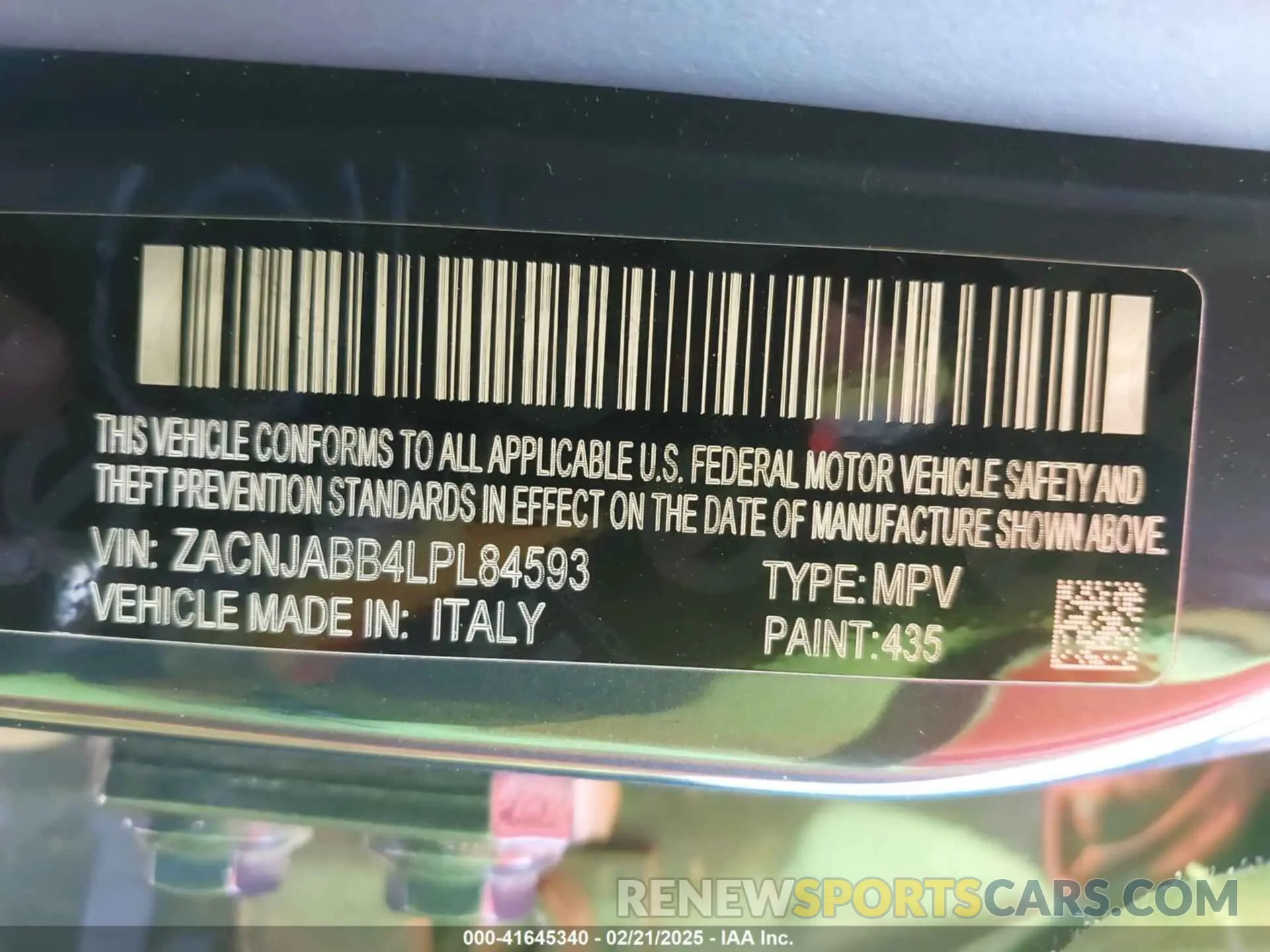 9 Photograph of a damaged car ZACNJABB4LPL84593 JEEP RENEGADE 2020